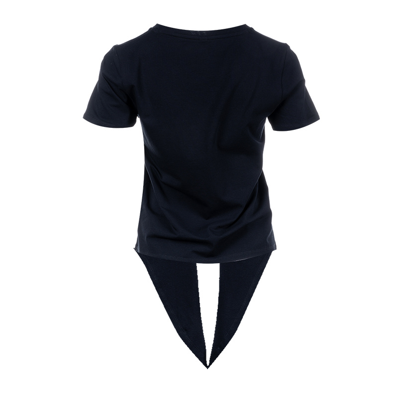 Moschino Black T-shirt With Round Collar And Knot Hem In Black