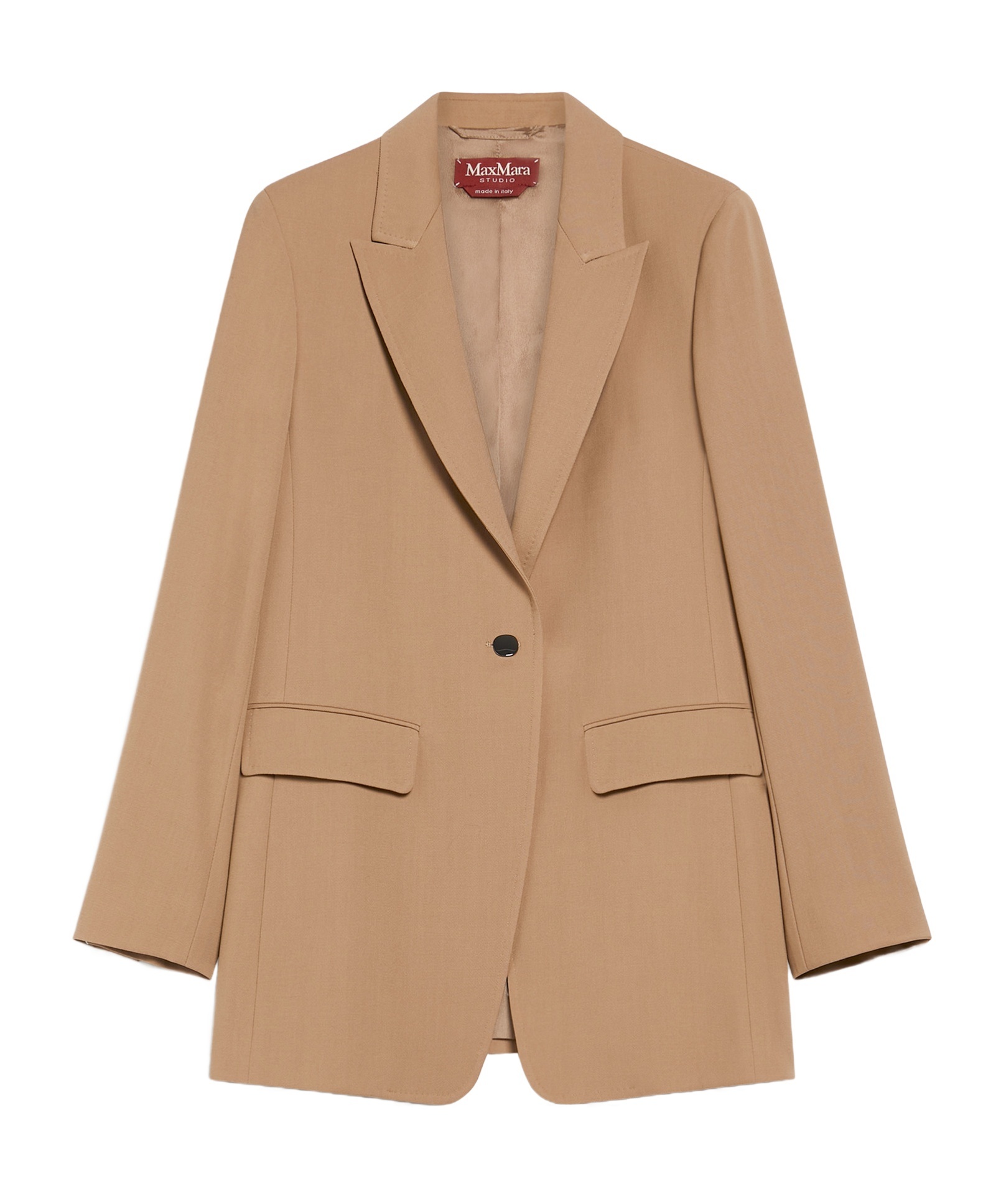 Max Mara Notched Lapels Single-breasted Jacket With Split Cuffs In Nude