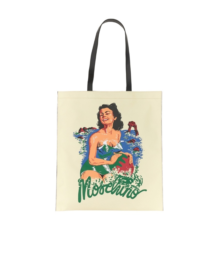 Moschino Couture Hawaiian Print Tote Bag In Nude