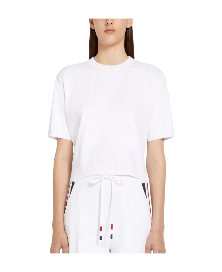 Thom Browne Rwb Intarsia-knit Top In White