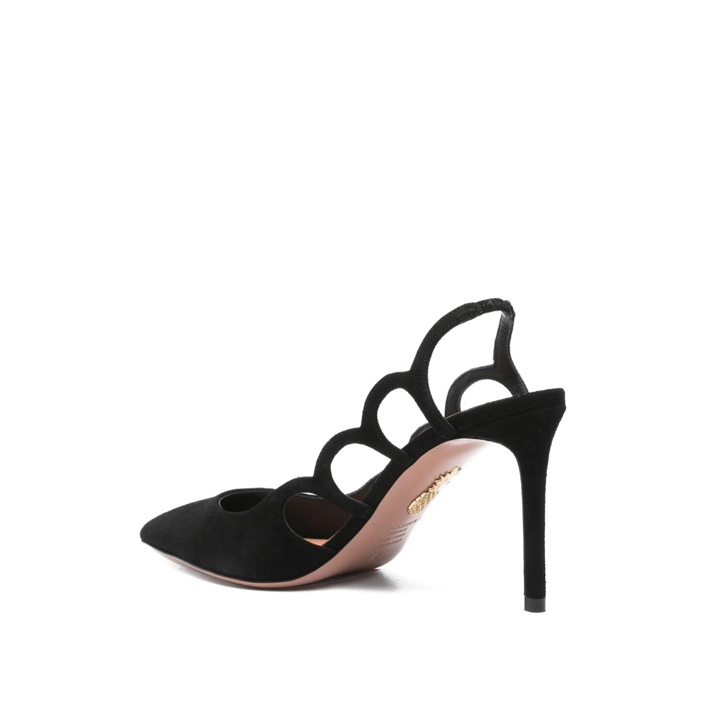 Aquazzura Decollete Bootie Pump 85 In Suede In Black