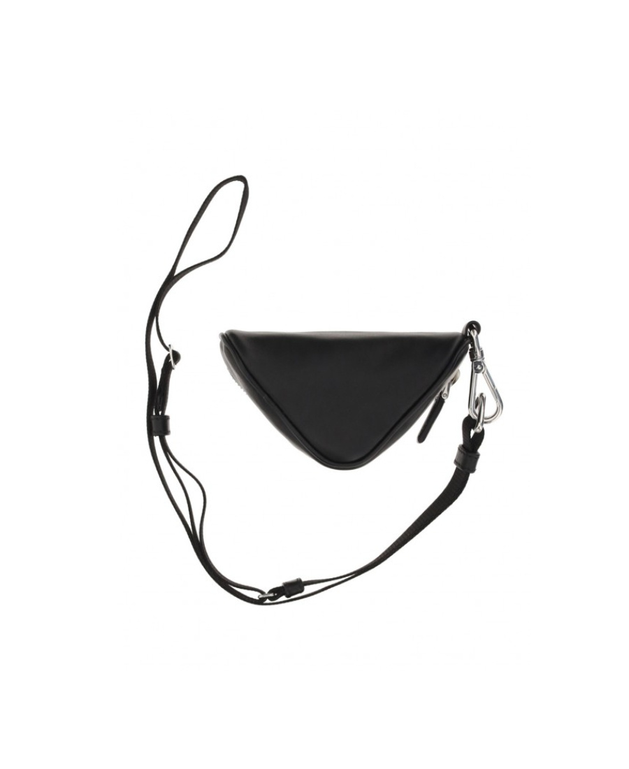 Prada Triangular Leather Pouch In Black