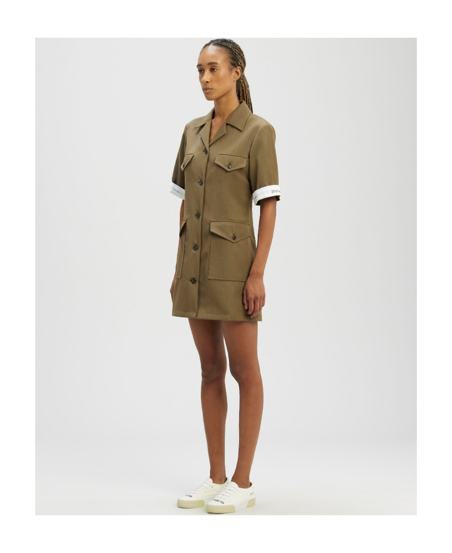 Palm Angels Reverse Logo-band Minidress In Green