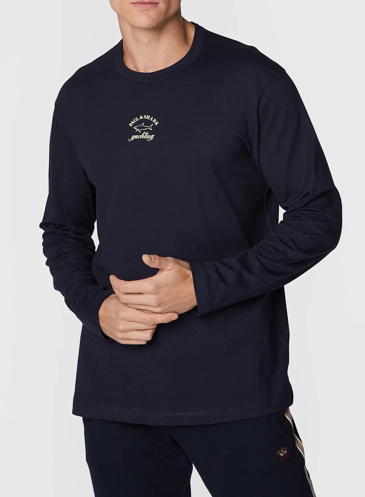 Shop Paul & Shark Round Collar And Long-sleeved T-shirt In Black