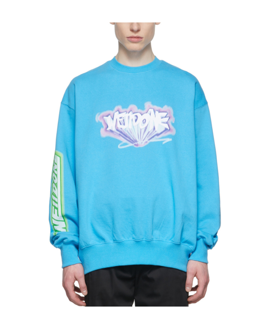 We11 Done Graphic-print Cotton Sweatshirt In Blue