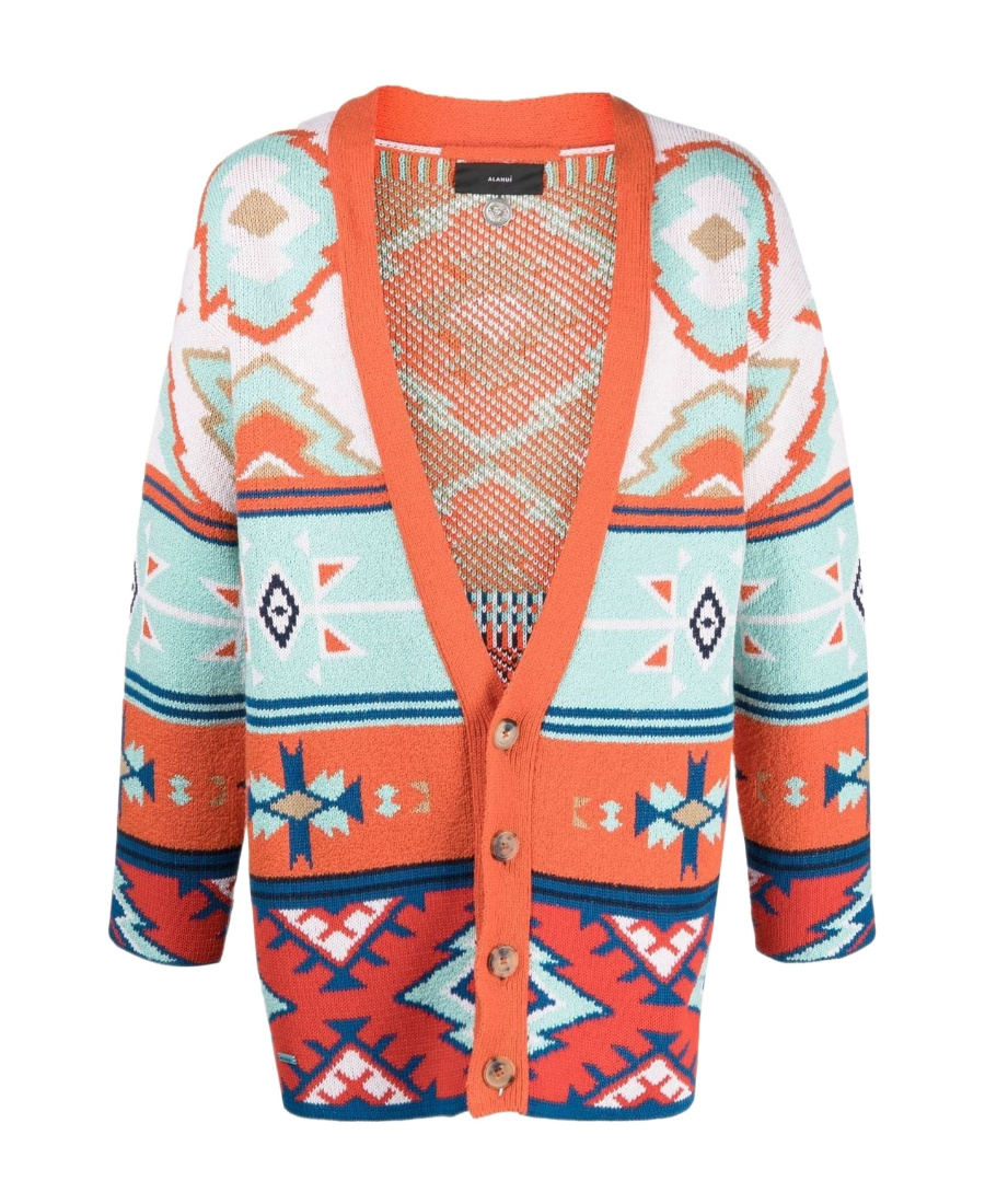 Alanui Jacquard Geometric V-neck Cardigan In Multicolor