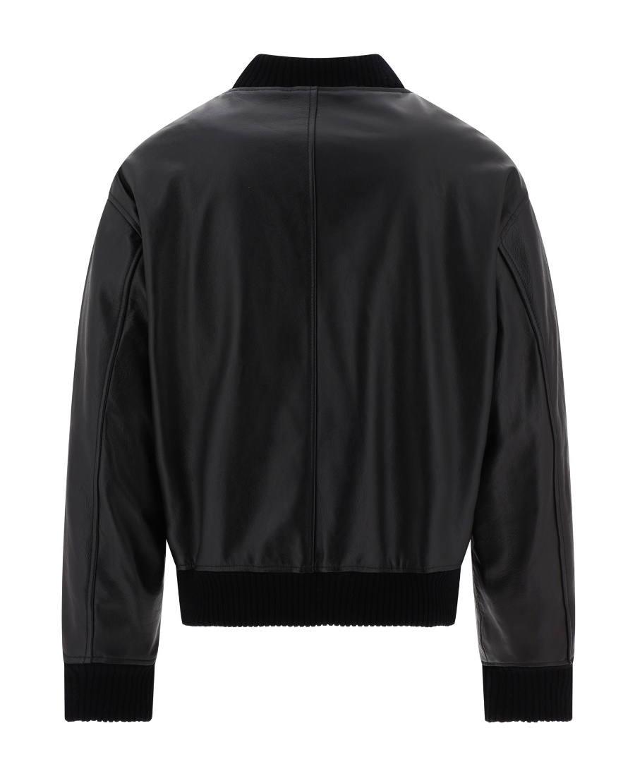 Dolce & Gabbana Leather Zip-up Bomber Jacket In Black