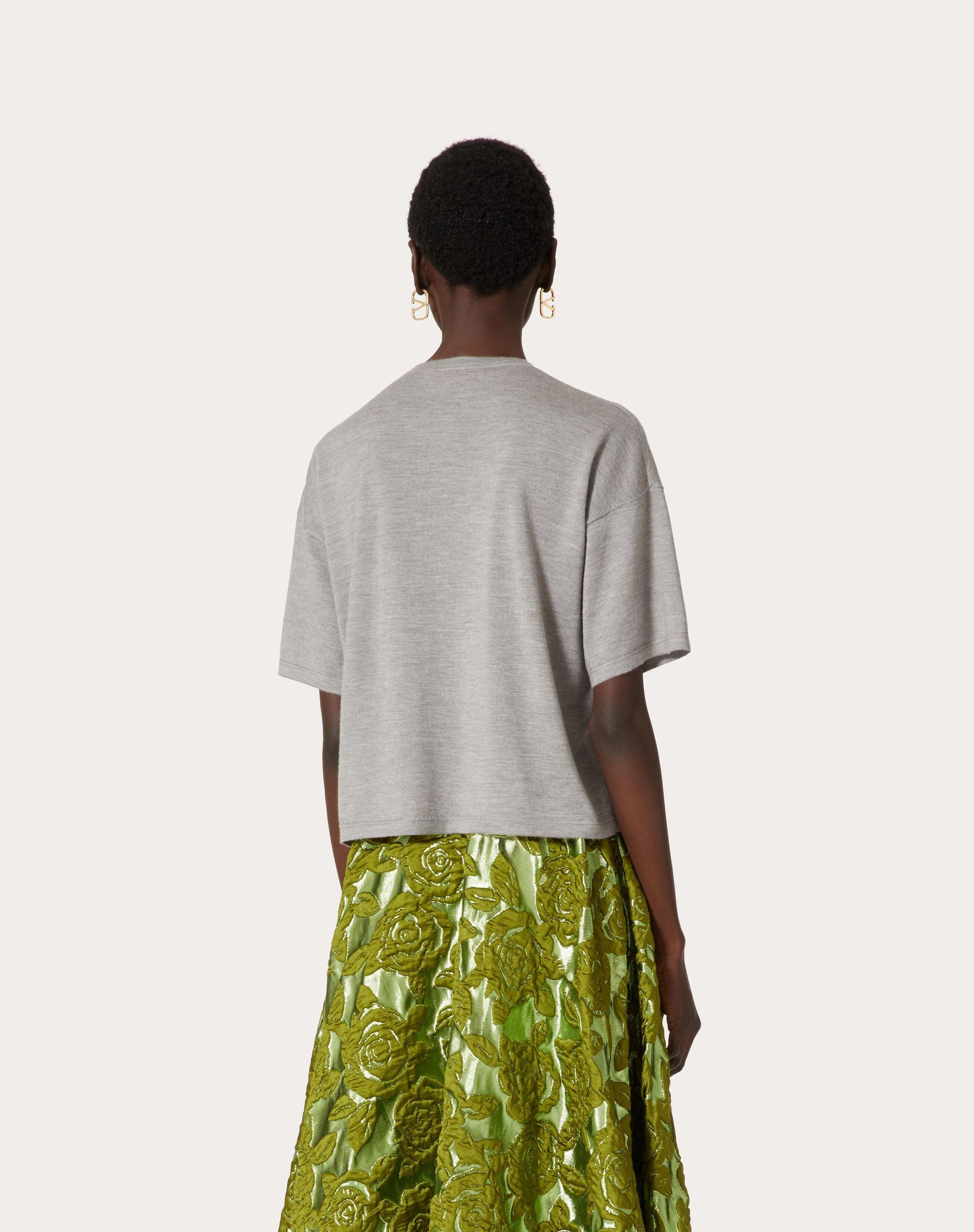 Valentino Knitted Cashmere-silk T-shirt In Gray