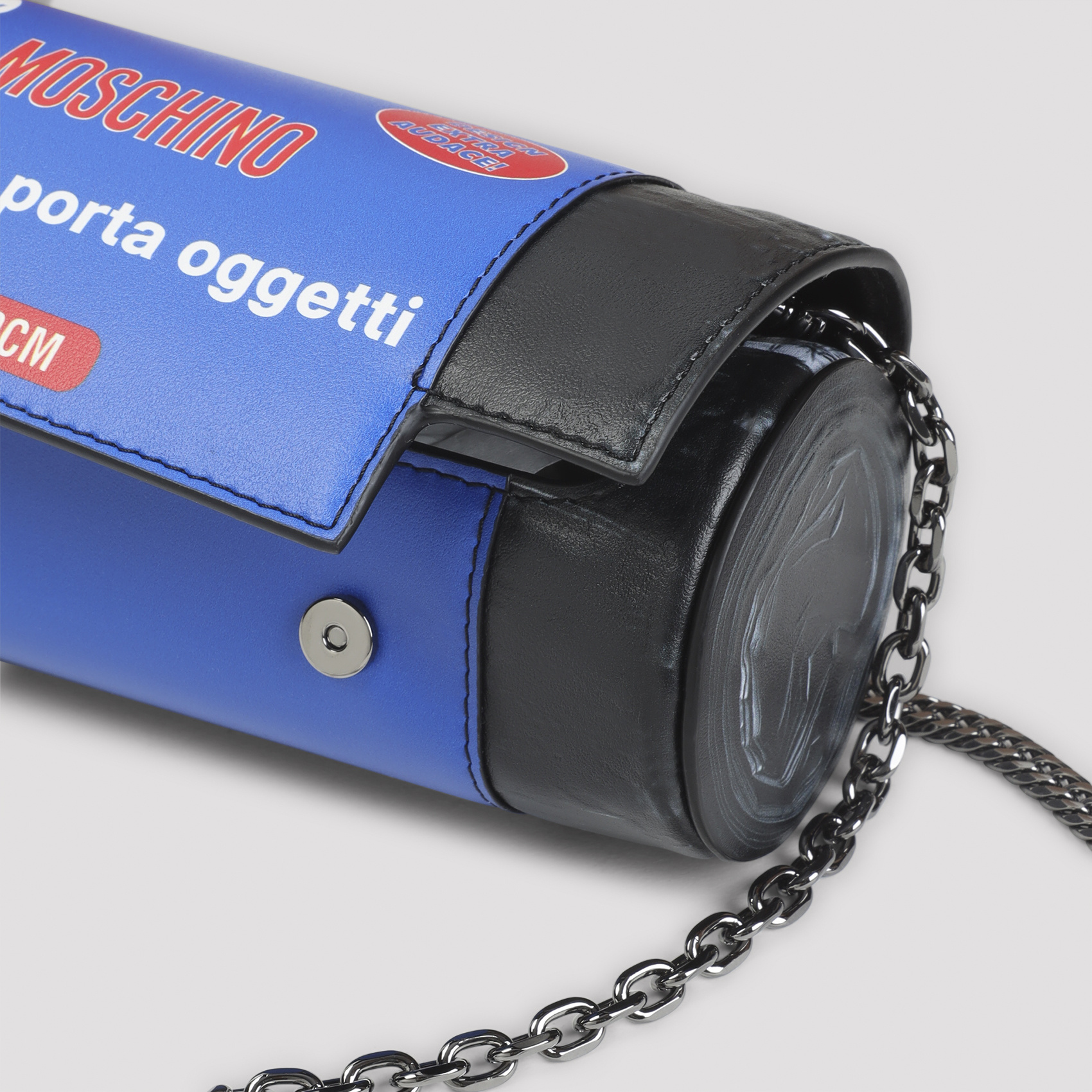 Moschino Compact Cylindrical Shoulder Bag In Black