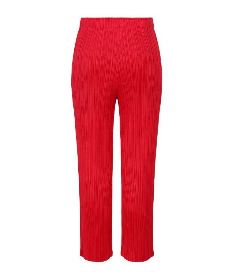 Issey Miyake Pleated Cropped Trousers In Red
