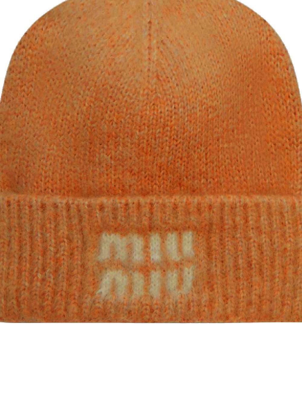 Miu Miu Brimless Cap In Orange