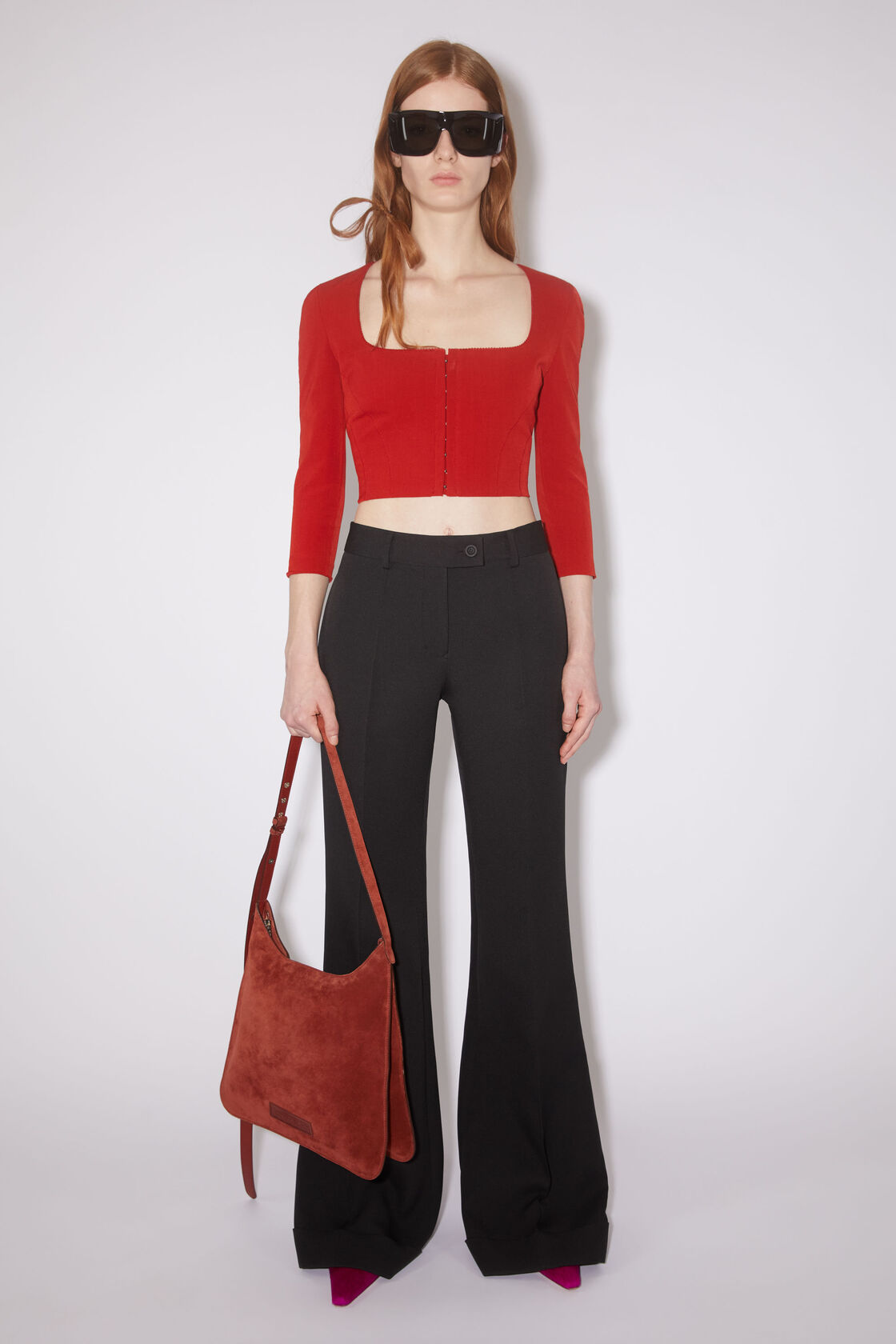 Acne Studios High-waisted Trousers In Black