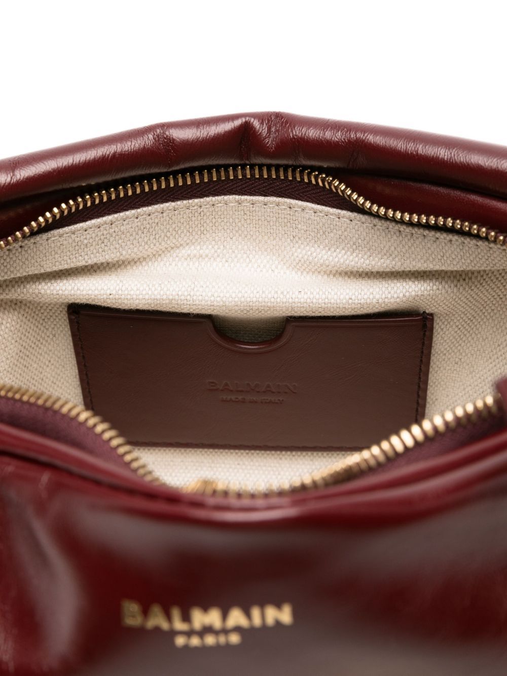 Balmain Medium Leather Shoulder Bag With Chain Strap In Burgundy