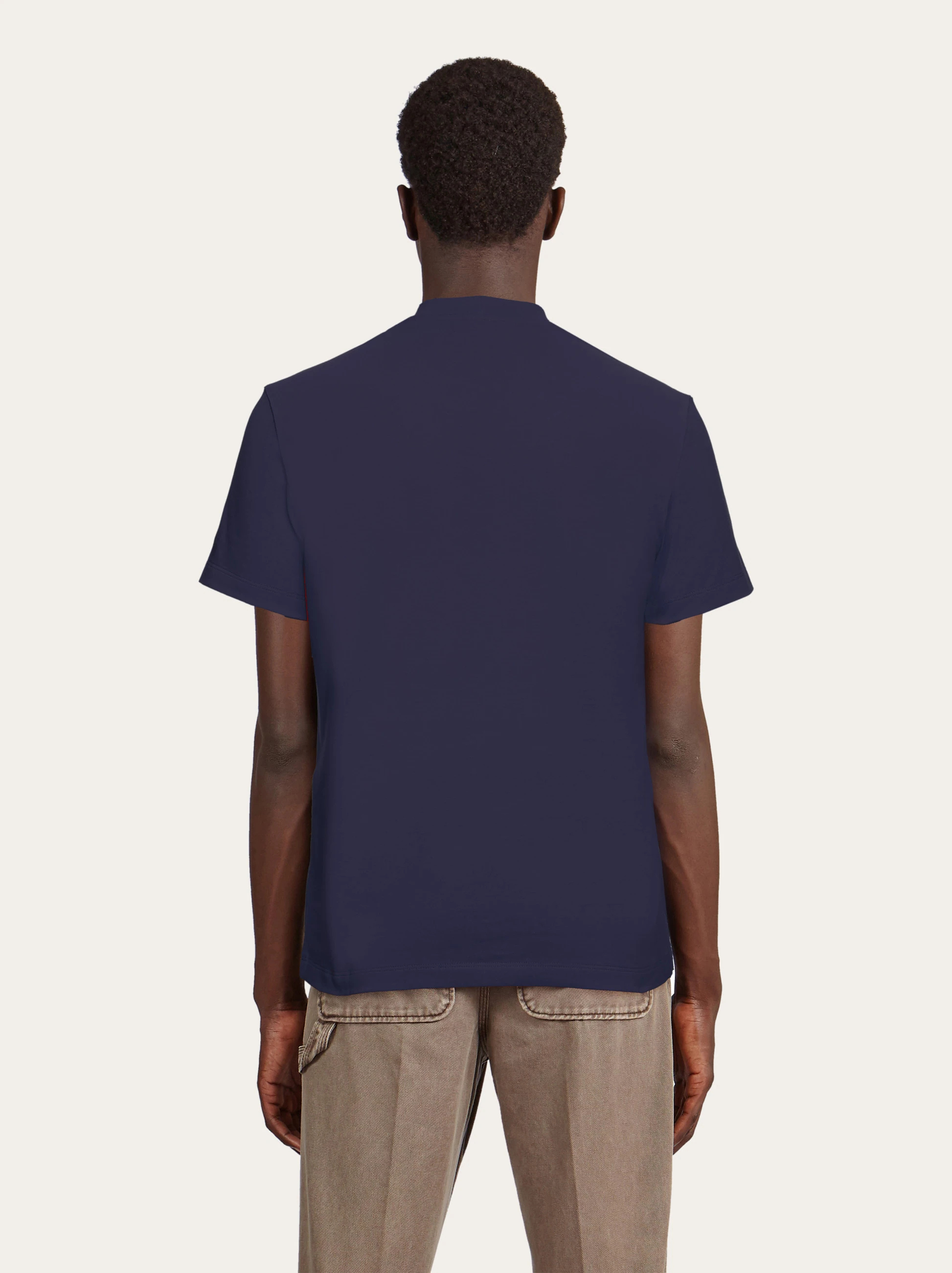 Ferragamo T-shirt With Round Neck And Short Sleeves In Blue