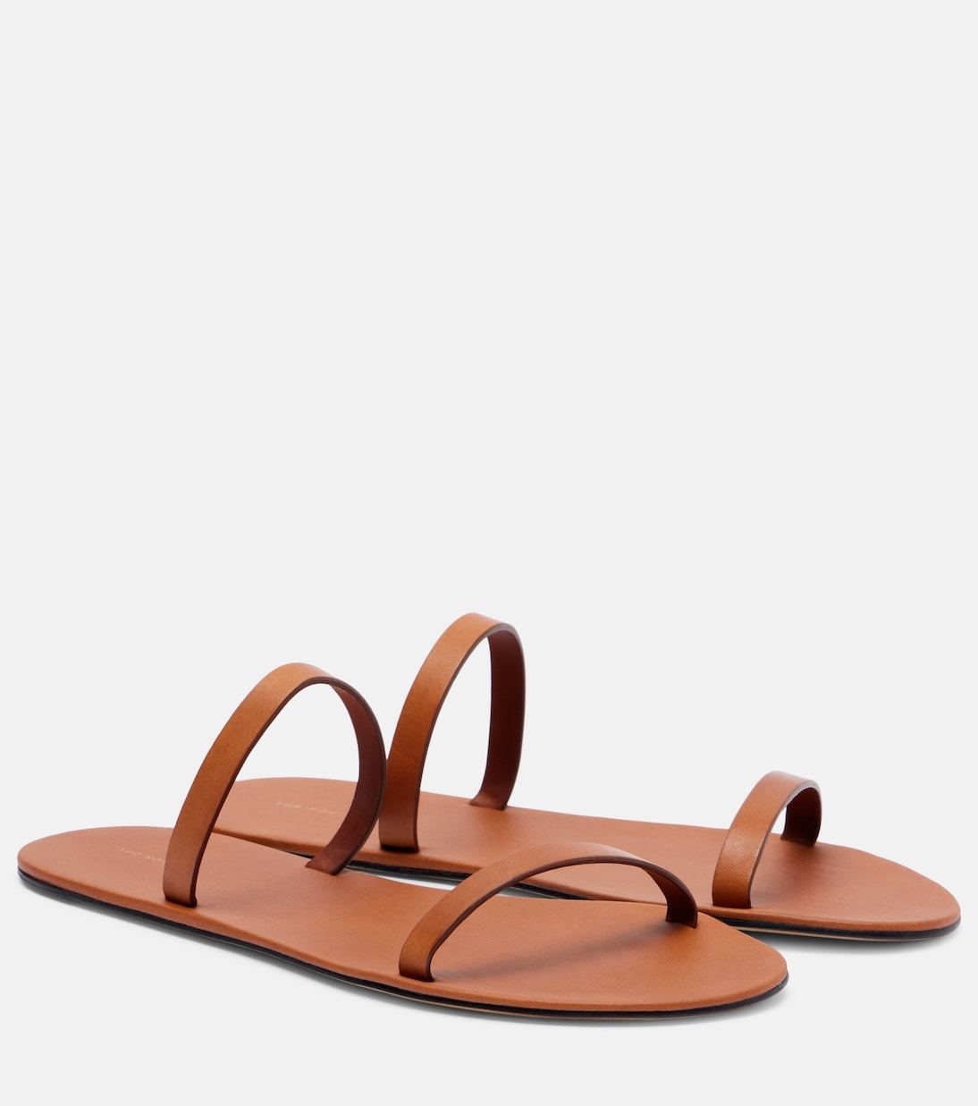 The Row Helena Leather Sandals In Brown