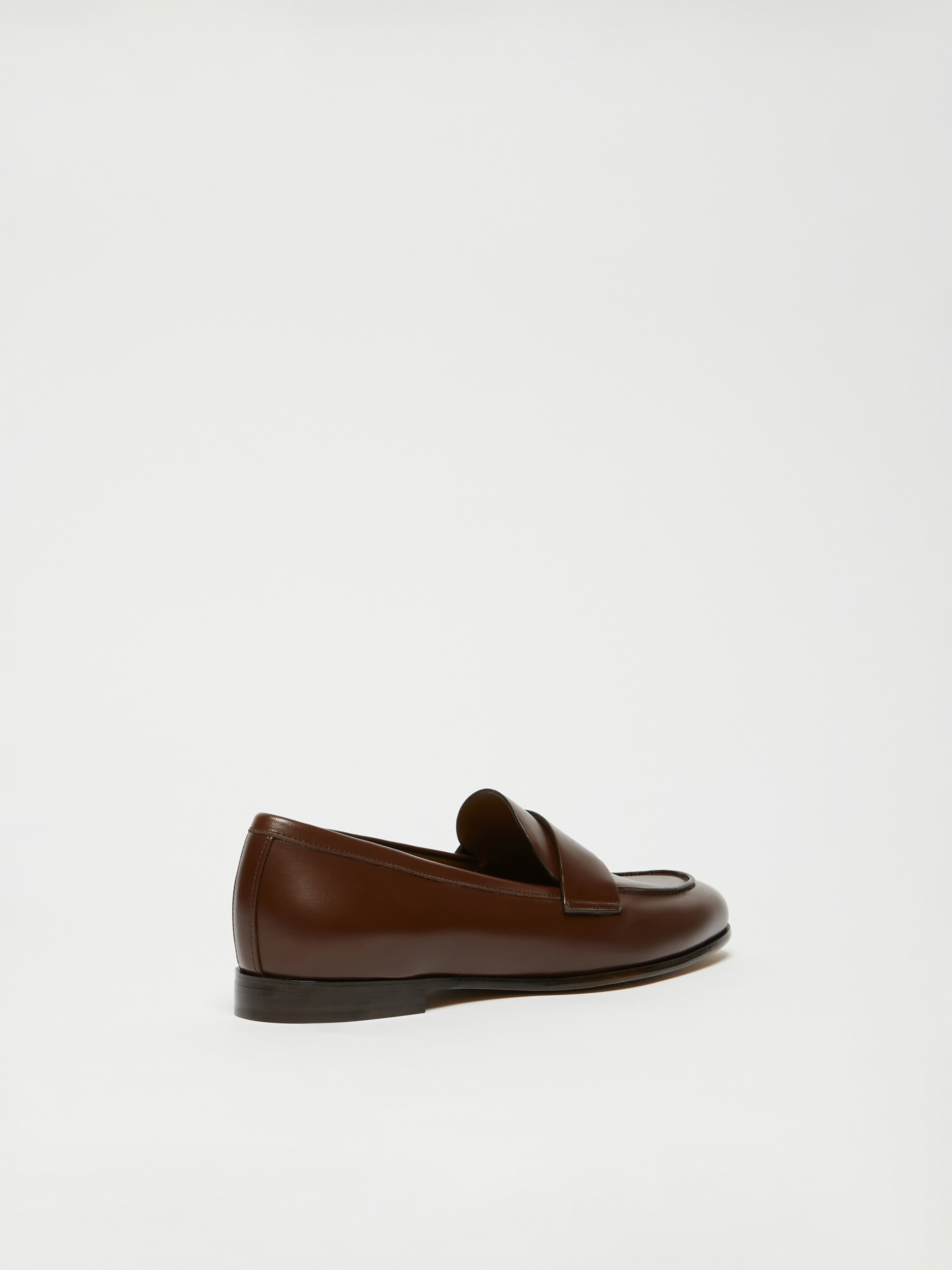 Max Mara Semi-glossy Leather Moccasins In Brown