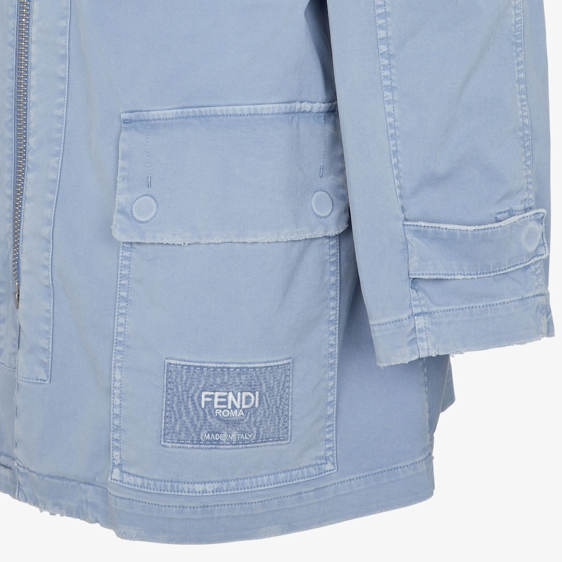 Fendi Gabardine Parka In Blue