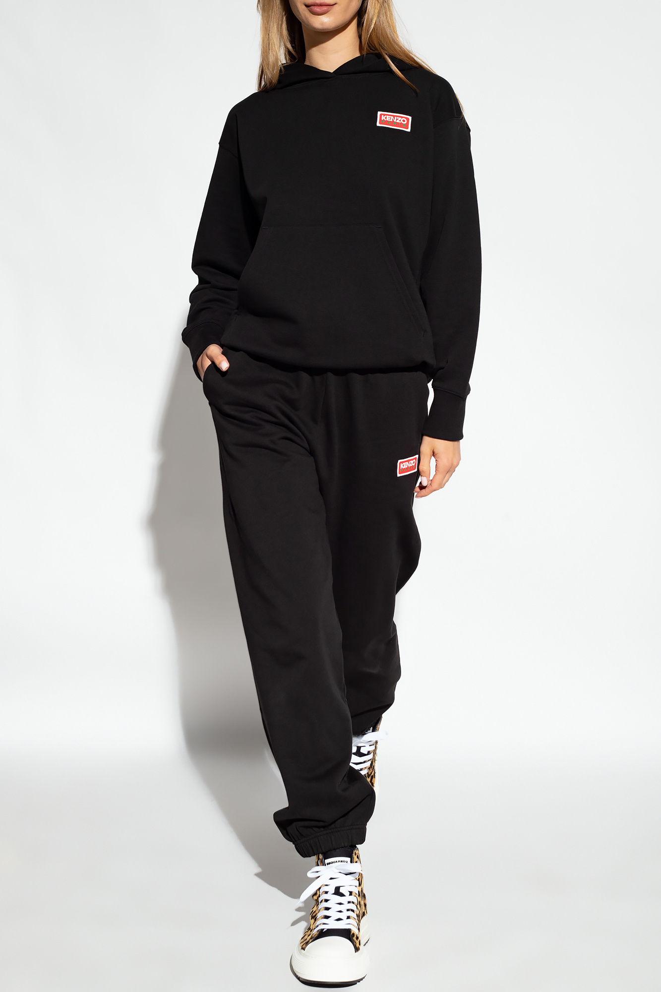 Kenzo Logo-embroidered Hoodie In Black
