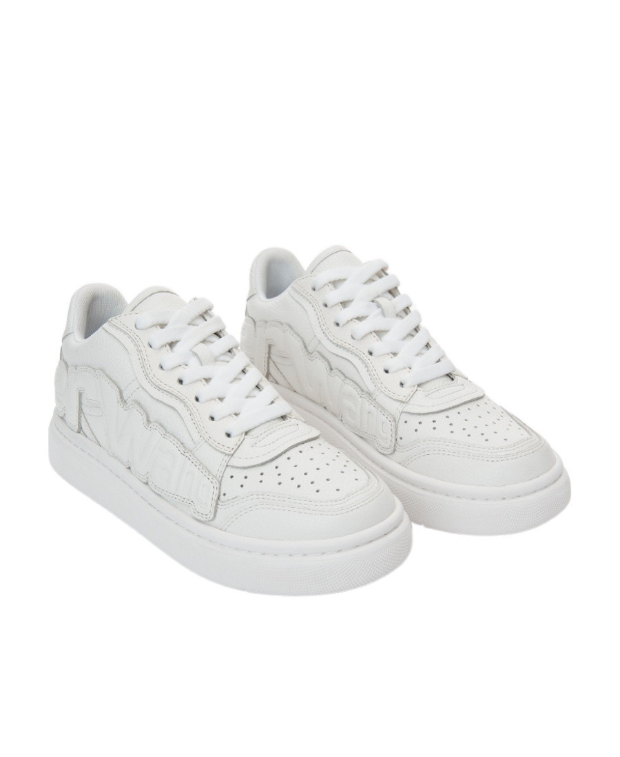 Alexander Wang Logo-embossed Leather Sneakers In White