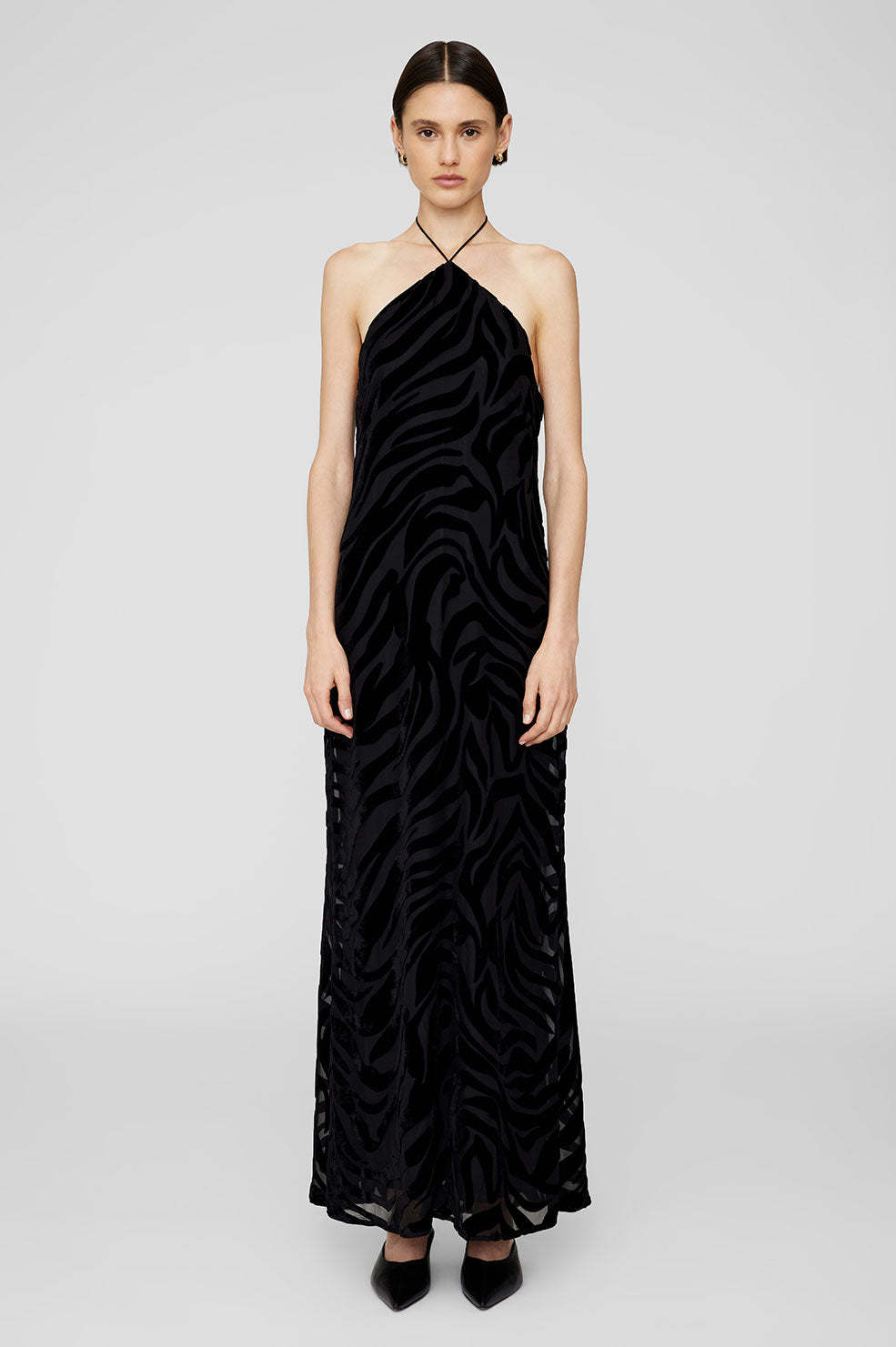 Anine Bing Leanne Halterneck Maxi Dress In Black