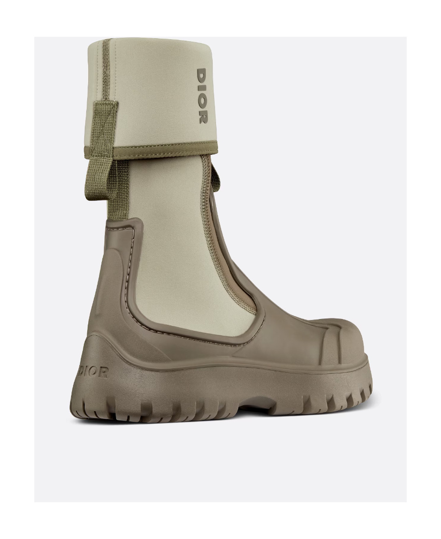 Dior Homme Man Ankle Boots Khaki Size 12 Textile Fibers In Nude