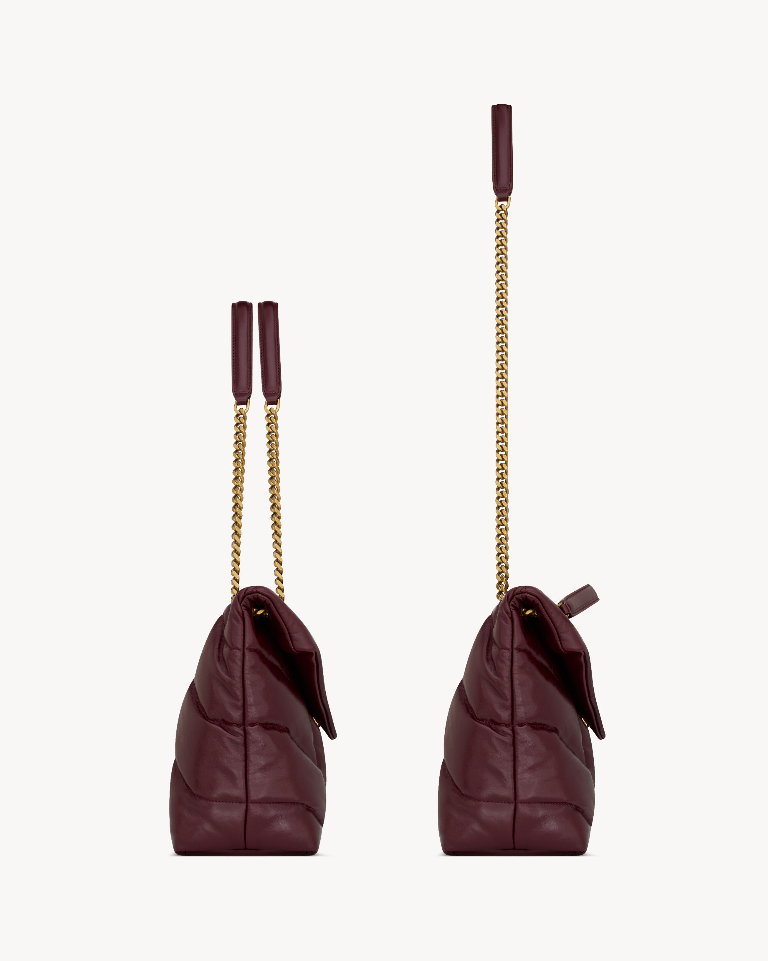 Saint Laurent Puffer Medium In Shiny Leather In Burgundy