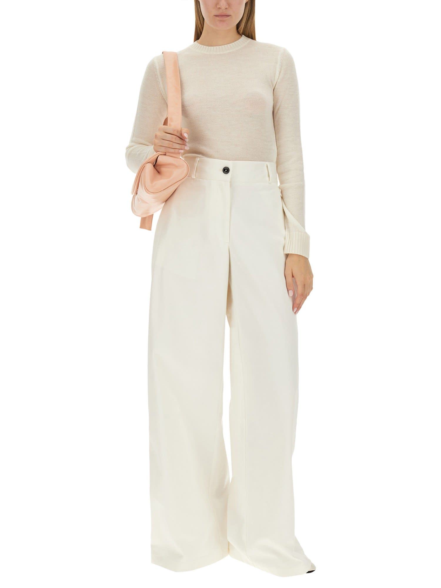 Jil Sander High-waisted Wide Leg Pants With Clean Lines In White