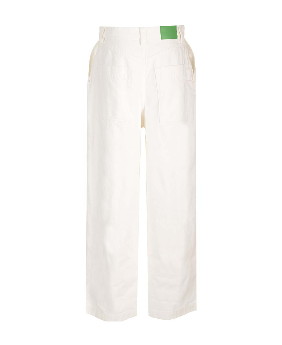 BOTTEGA VENETA WHITE PLEATED DENIM TROUSERS