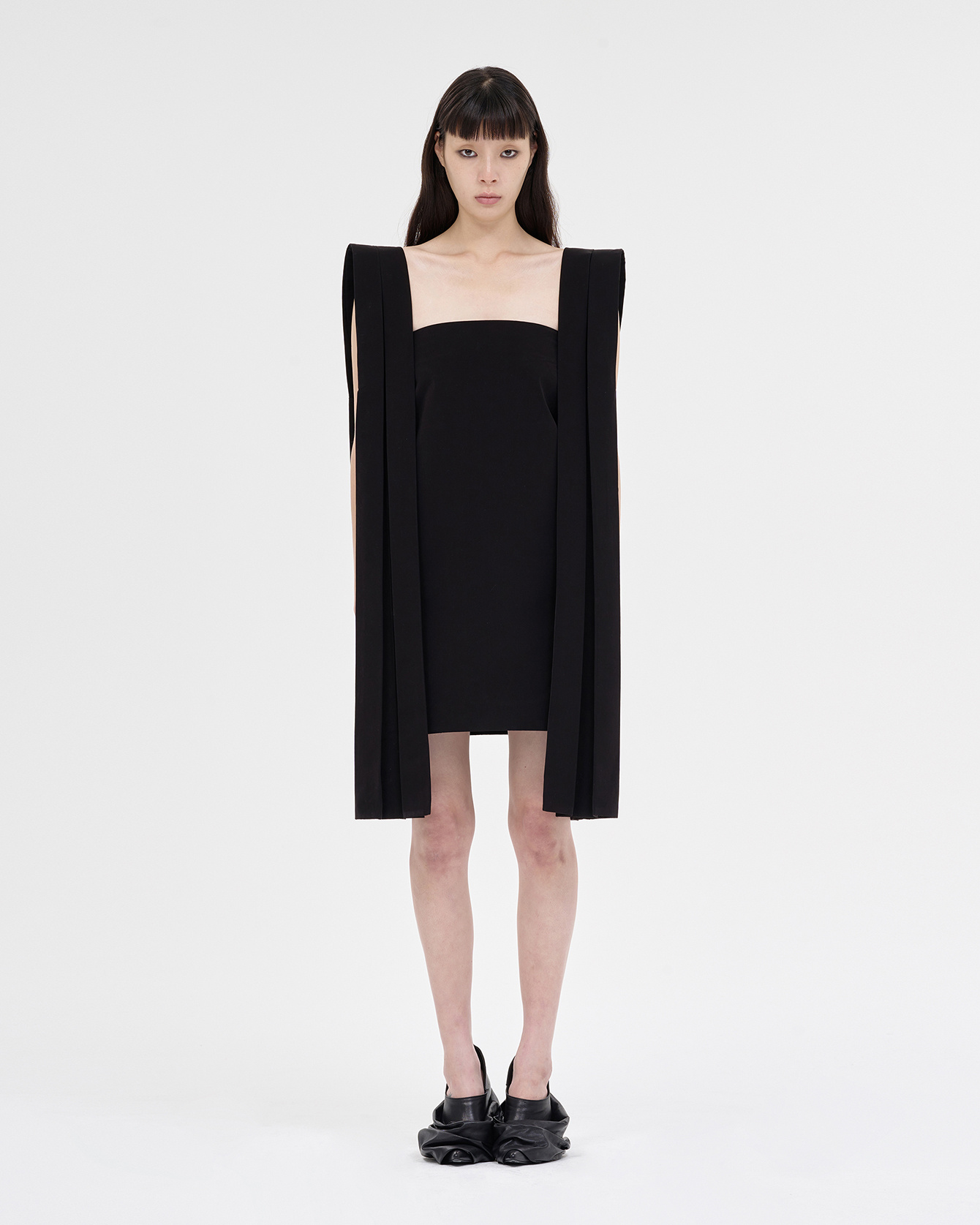 We11 Done Pleat-detail Sleeveless Minidress In Black