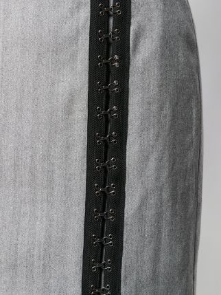 Shop Karl Lagerfeld Hook-eye Ribbon Detail Skirt In Gray