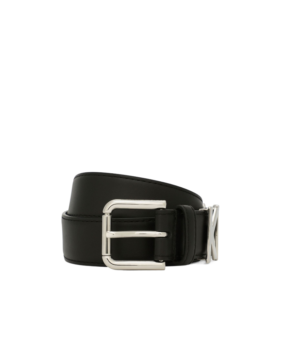 Dolce & Gabbana Calfskin Belt With Lettering In Black