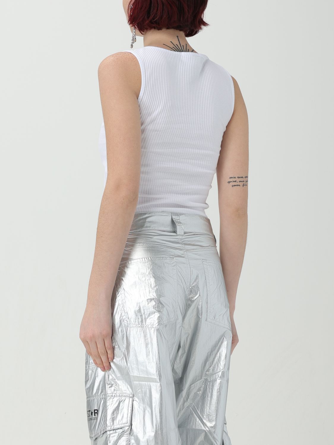 Gcds Textured Ribbed Sleeveless Top In White