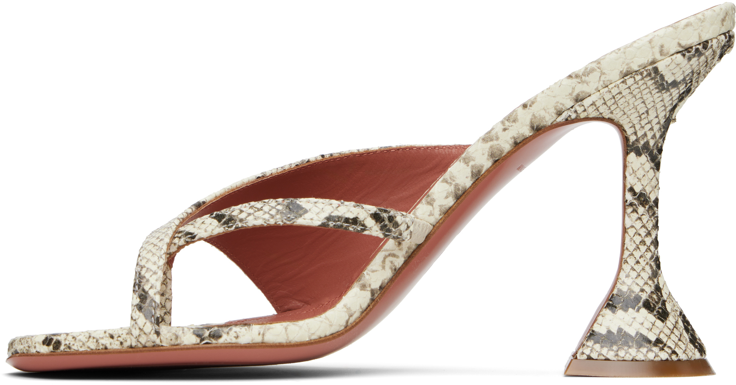 Amina Muaddi 95mm Shiona Snakeskin Sculpted-heel Sandals In Brown