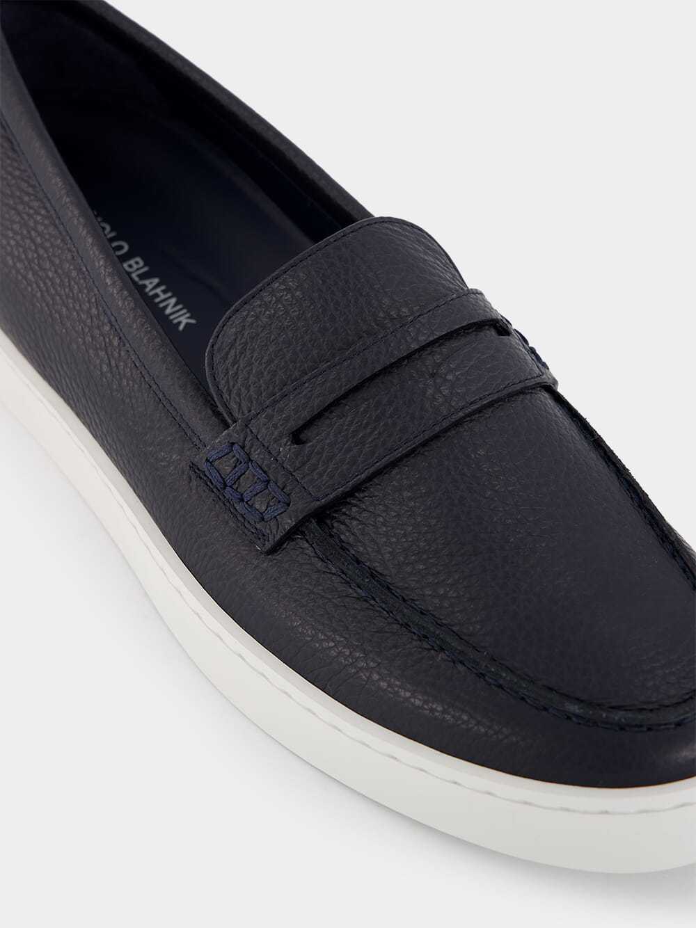 Manolo Blahnik Ellisa Leather Casual Penny Loafers In Black