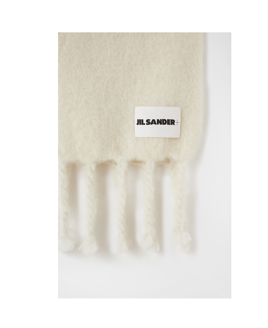 Jil Sander Logo-patch Chunky-knit Scarf In Nude