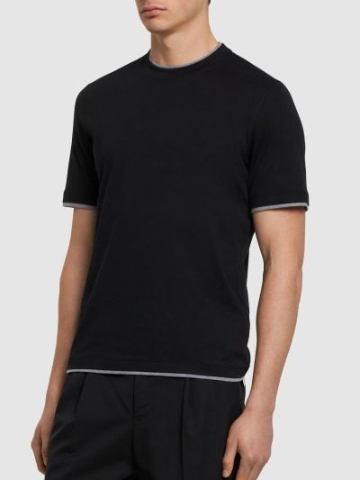 Brunello Cucinelli Contrasting-trim Jersey T-shirt