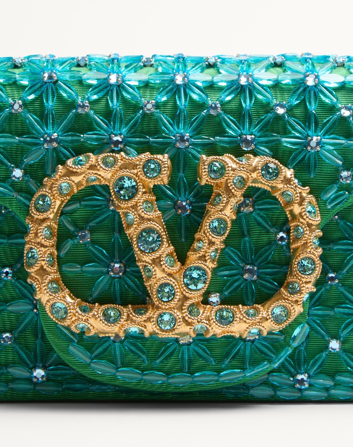 Valentino Embroidery Small Shoulder Bag In Green