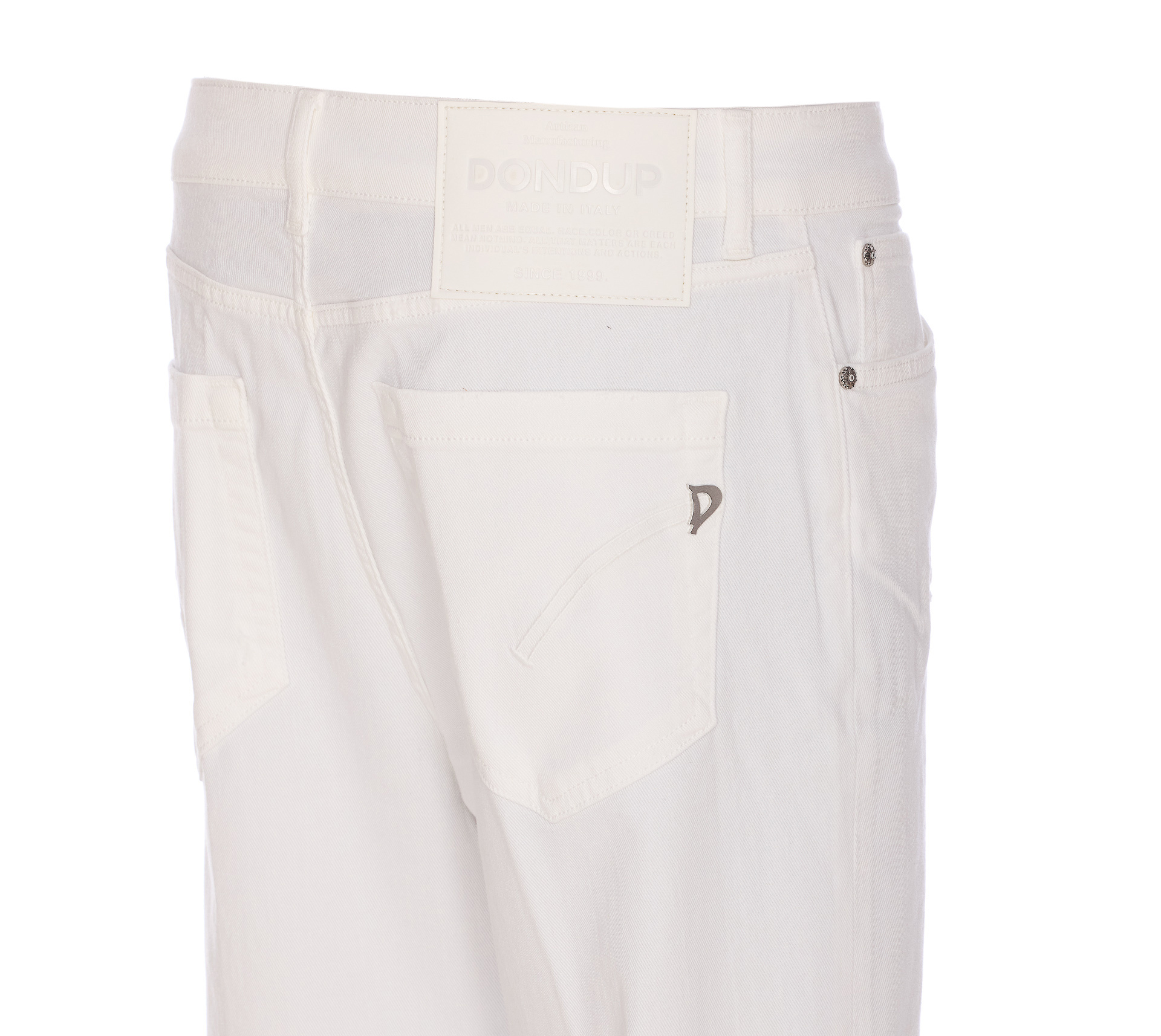 Dondup Cropped Cotton-blend Denim Jeans With Button Detailing In White