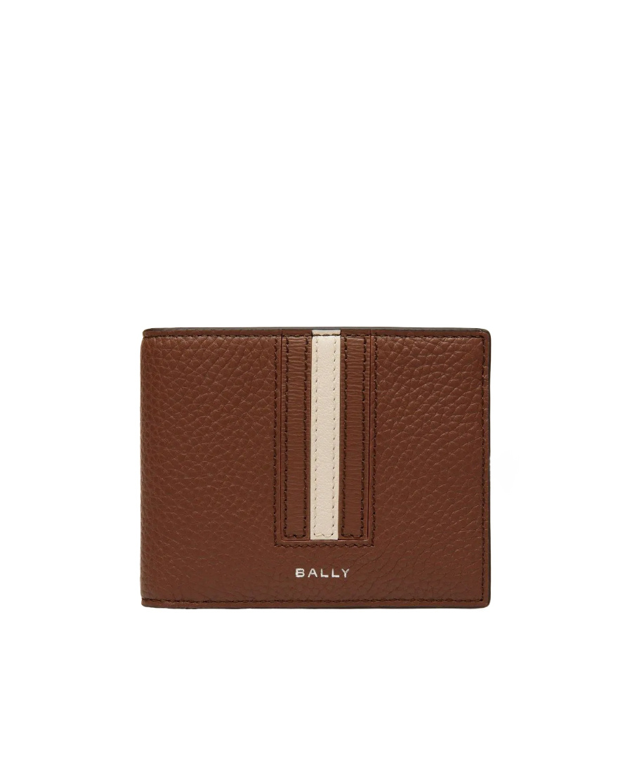 Shop Bally Logo Striped Wallet In Brown