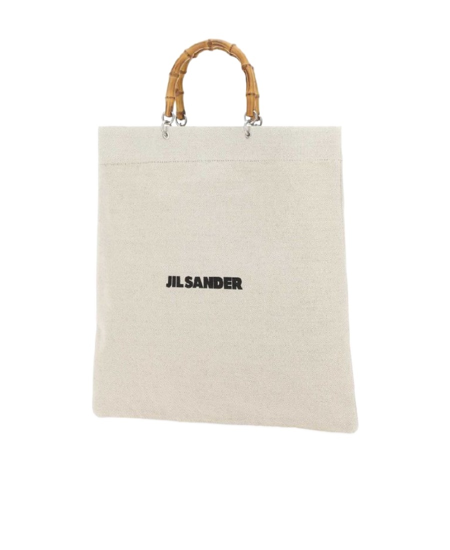 Jil Sander Man Sand Canvas Handbag In White
