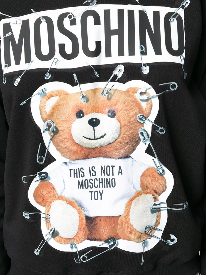 Moschino Paper Clip Bear Hoodie In Black