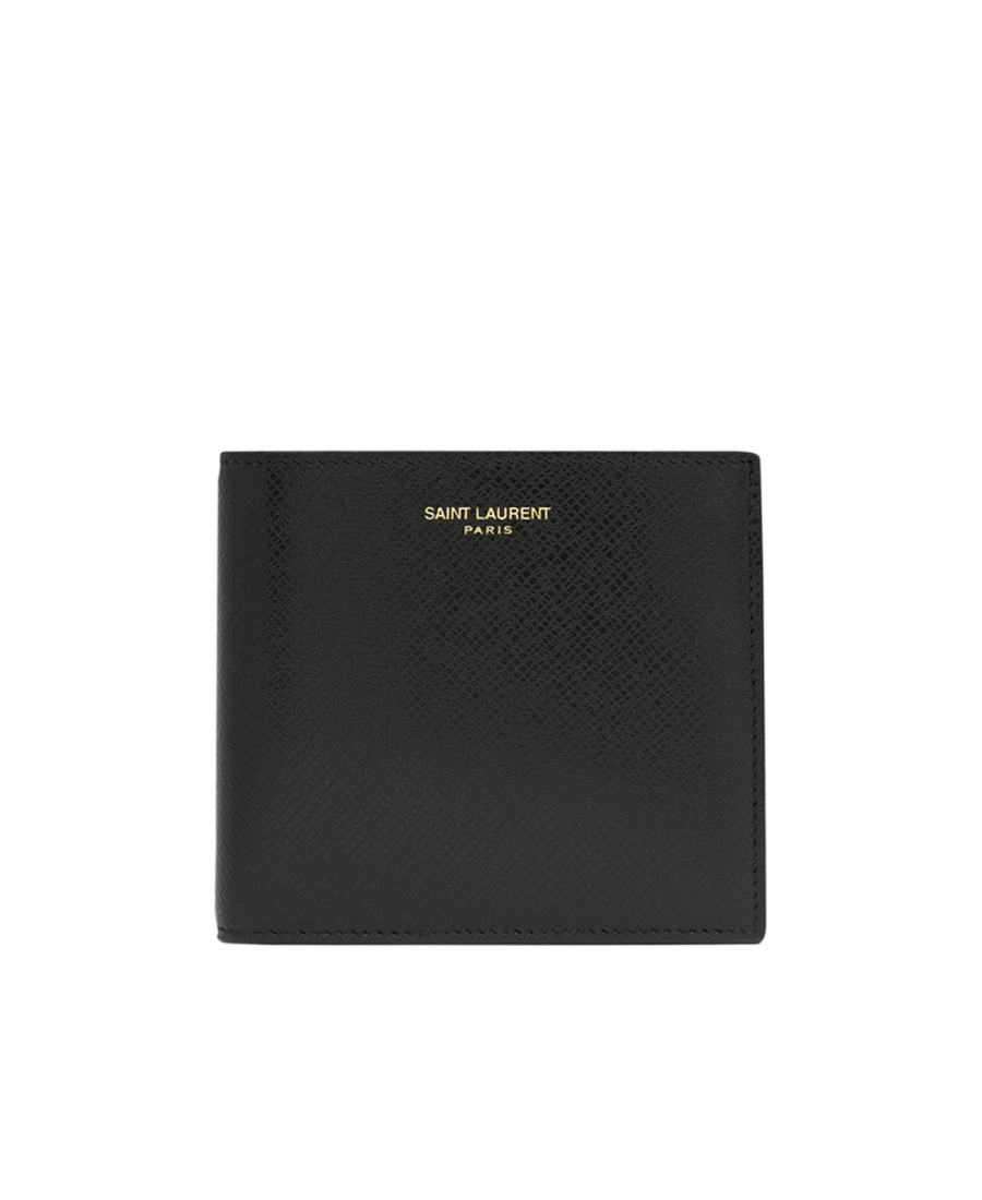 Saint Laurent Paris East/west Wallet In Coated Bark Leather In Black