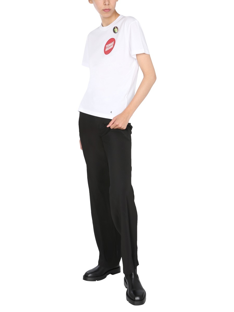 Raf Simons Teenage Dreams-patch Cotton T-shirt In White