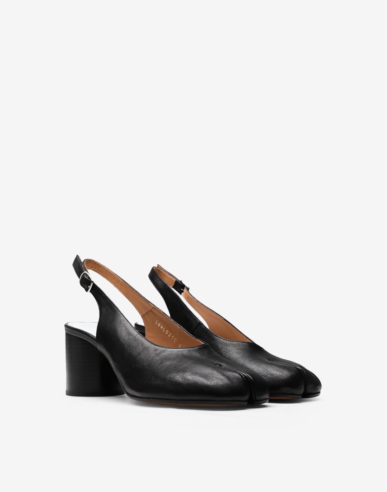 Maison Margiela Black Tabi Leather Slingback Heels In T8013 Black