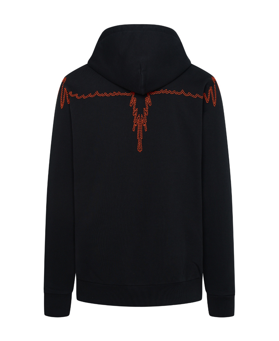Marcelo Burlon County Of Milan Stitch Wings Cotton Hoodie In Black