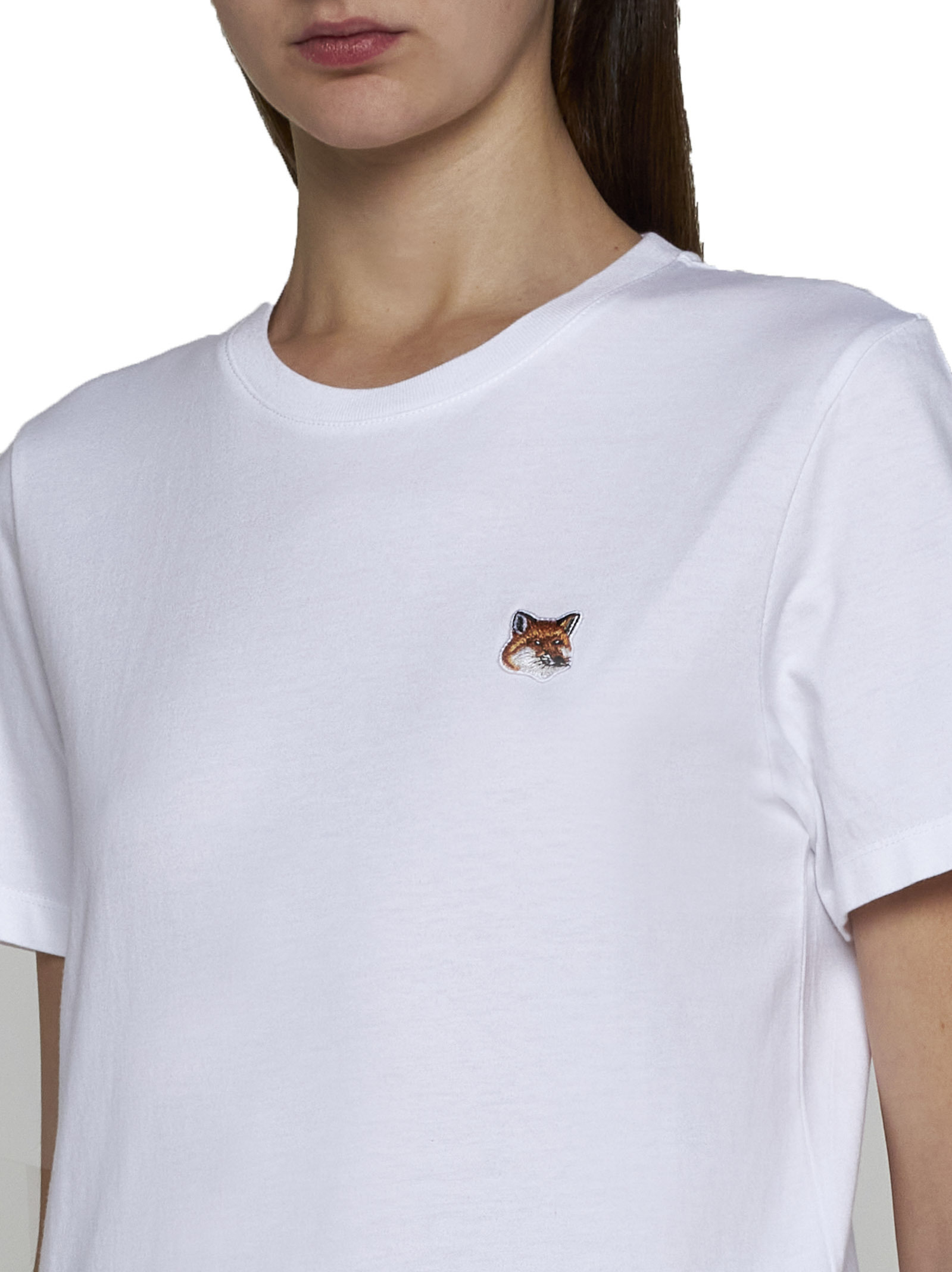 Shop Maison Kitsuné Fox Head-patch T-shirt In White