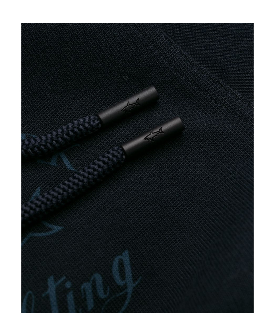 Paul & Shark Logo Printed Hooded Casual Jacket In Black