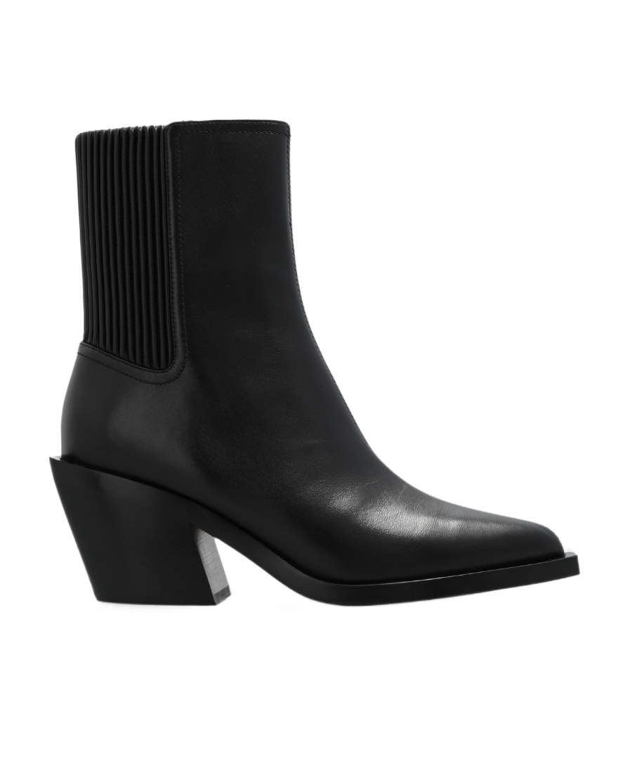 Shop Coach 75mm Pointed-toe Leather Ankle Boots In Black