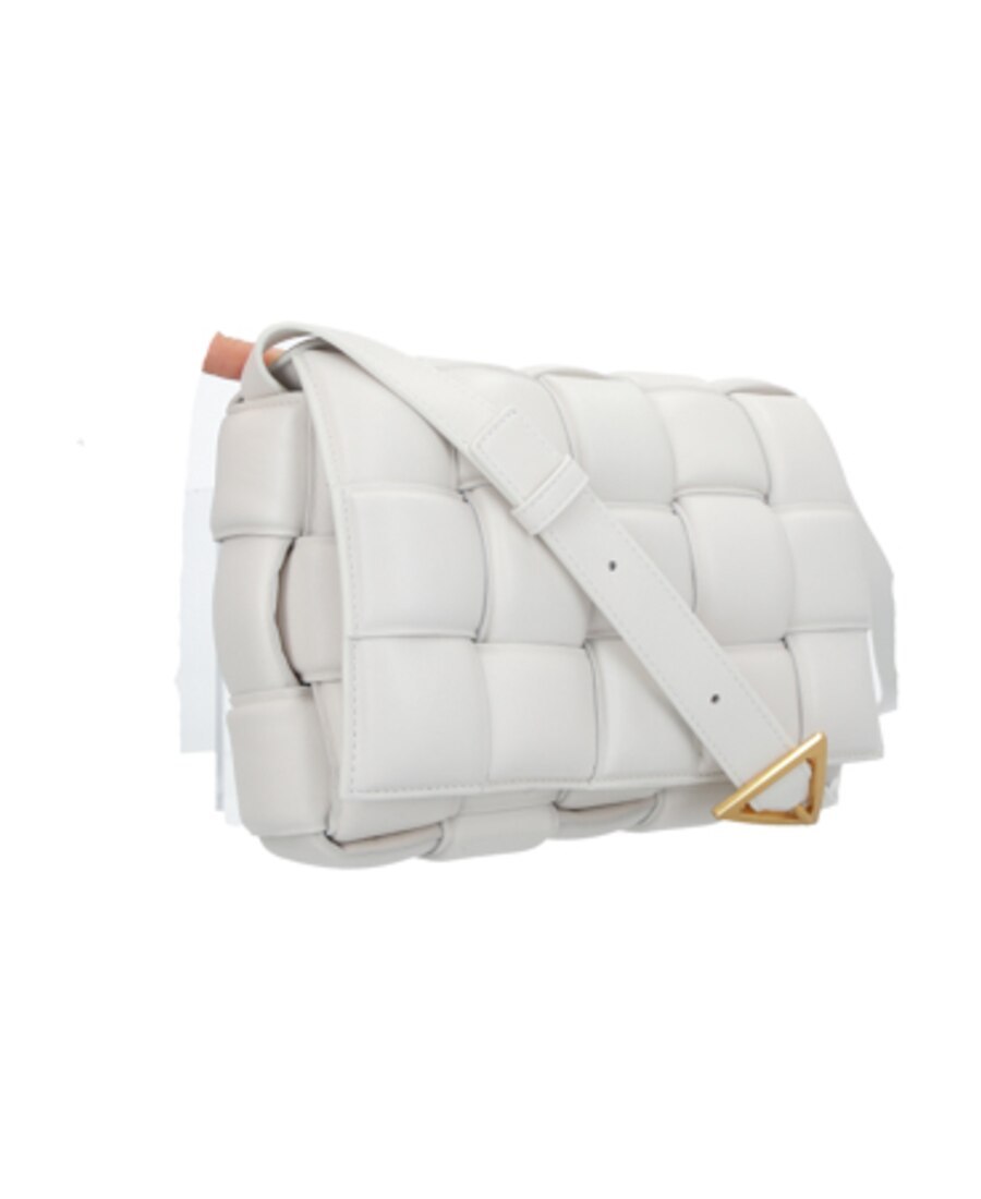 Bottega Veneta Cassette Intrecciato Shoulder Bag In White