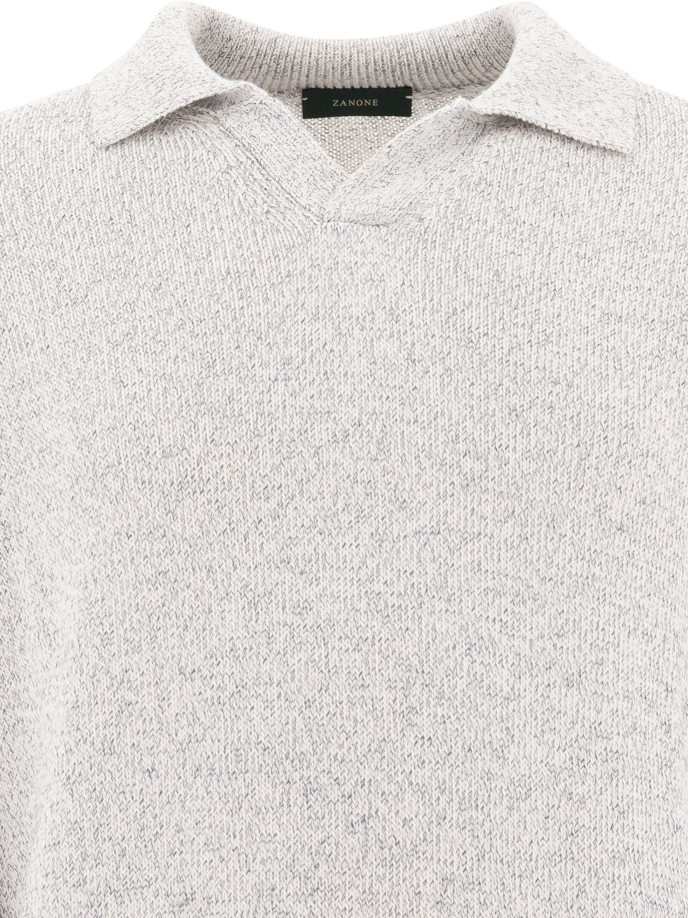 Zanone Textured Knit Polo Shirt In Soft Cotton-polyamide Blend In Gray